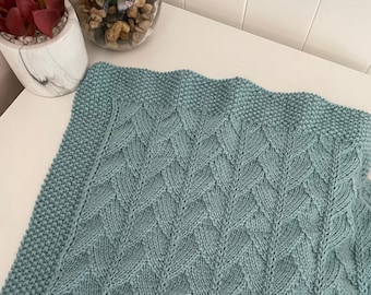 Knitting pattern DK baby blanket Aloe Leaves