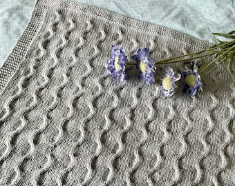 Knitting pattern Aran weight Baby blanket Ripples pdf