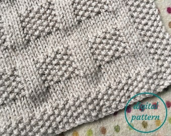 Easy knitting pattern baby blanket super chunky All Square