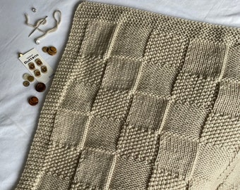 Easy knitting pattern baby blanket chunky Patches
