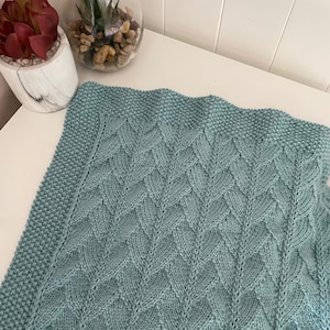 Knitting pattern DK baby blanket Aloe Leaves