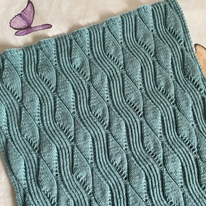 Knitting pattern DK baby blanket Go with the Flow pdf