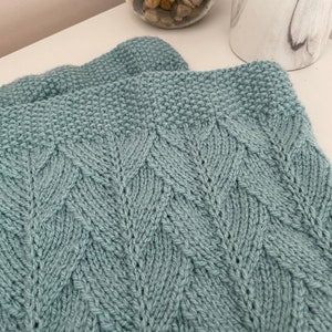 Knitting pattern DK baby blanket Aloe Leaves pdf zdjęcie 2