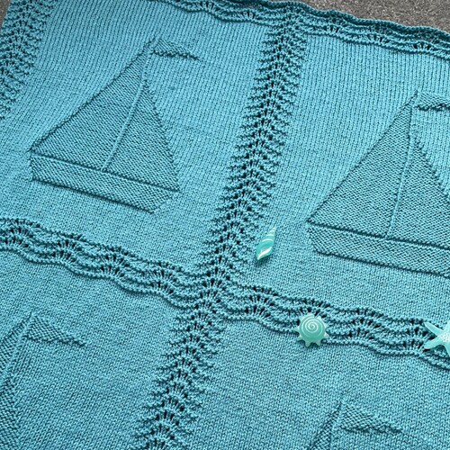 Knitting Pattern Sailing Boats Baby Blanket Dk Etsy