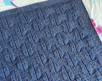 Easy knitting pattern Chunky baby blanket Ocean Blue pdf
