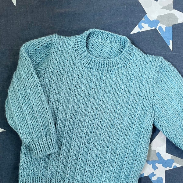 Knitting pattern Aran childs sweater Linus