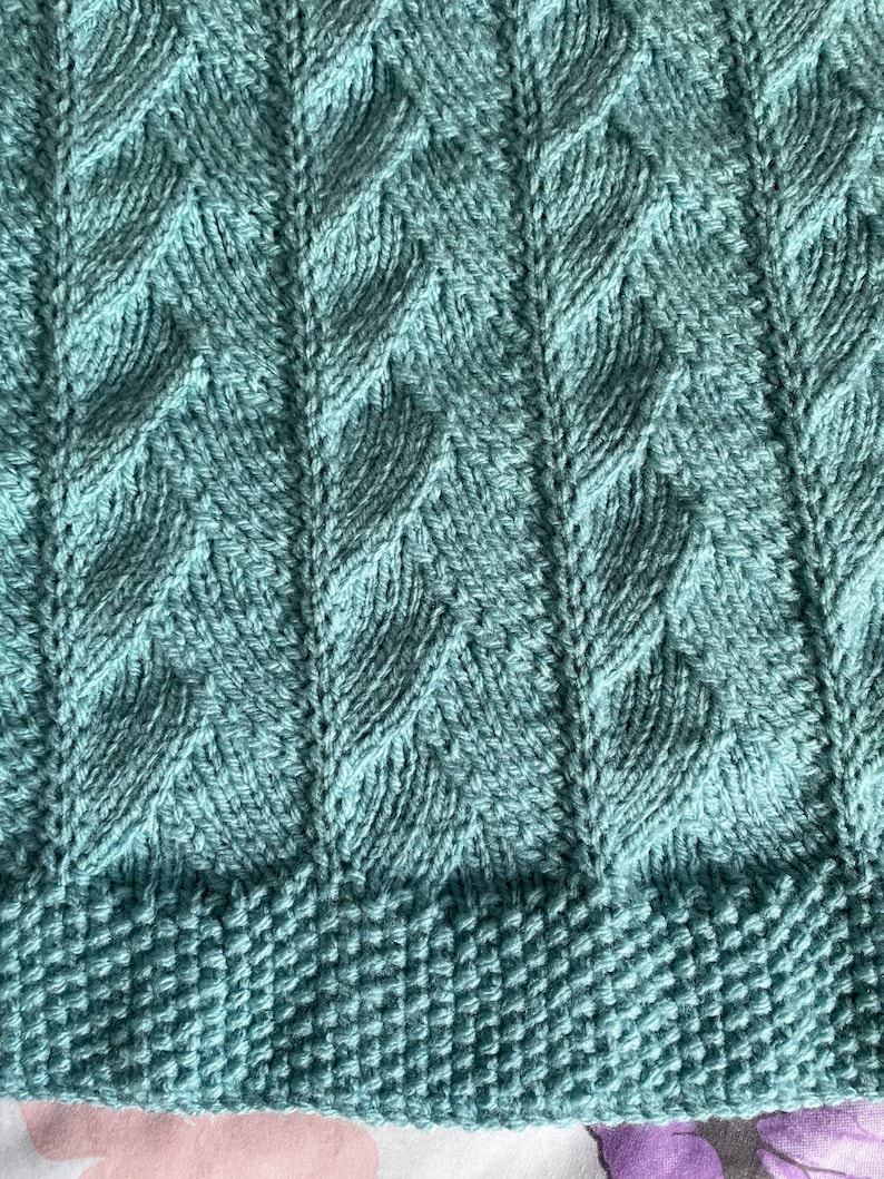 Knitting pattern DK baby blanket Aloe Leaves pdf zdjęcie 4