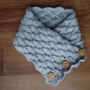 Knitting pattern Aran neck warmer scarf Scallops pdf