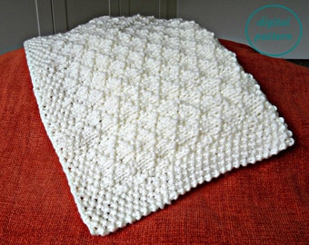 Easy knitting pattern Super Chunky baby blanket Criss Cross pdf