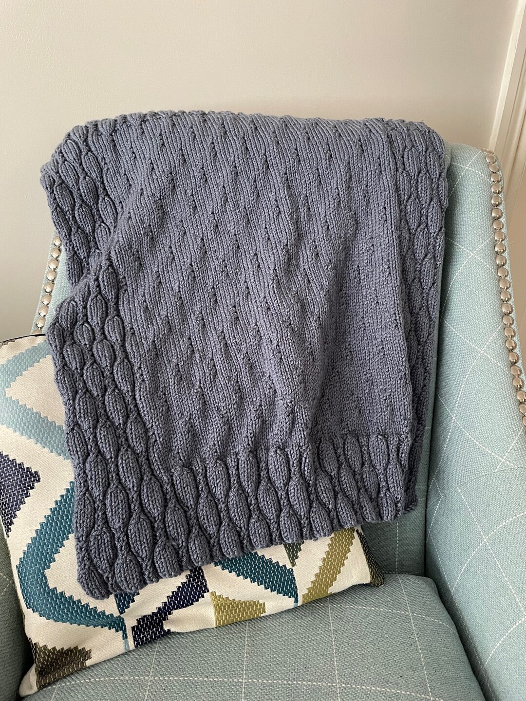 Baby Blanket Knitting Pattern Aran Weight in the Frame Etsy