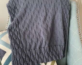 Knitting pattern Aran weight baby blanket In the Frame pdf