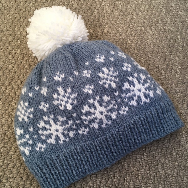 Knitting pattern DK hat Snowfall