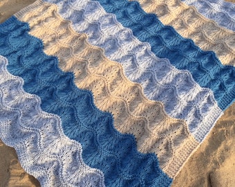 Knitting pattern DK baby blanket At the Beach