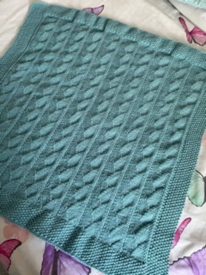 Knitting pattern DK baby blanket Aloe Leaves pdf zdjęcie 3