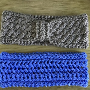 Knitting patterns Chunky Cabled and Lacy headbands pdf