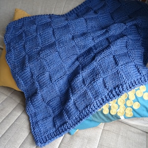 Easy knitting pattern Chunky or Super Chunky baby blanket Squares pdf