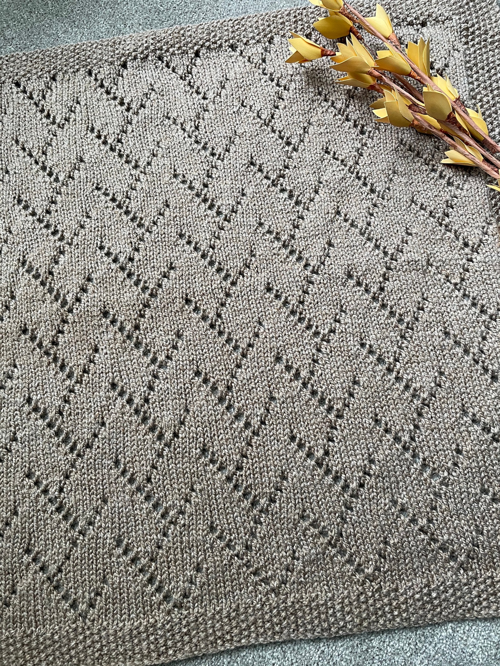 Easy Knitting Pattern Chunky Baby Blanket Branching Out Etsy