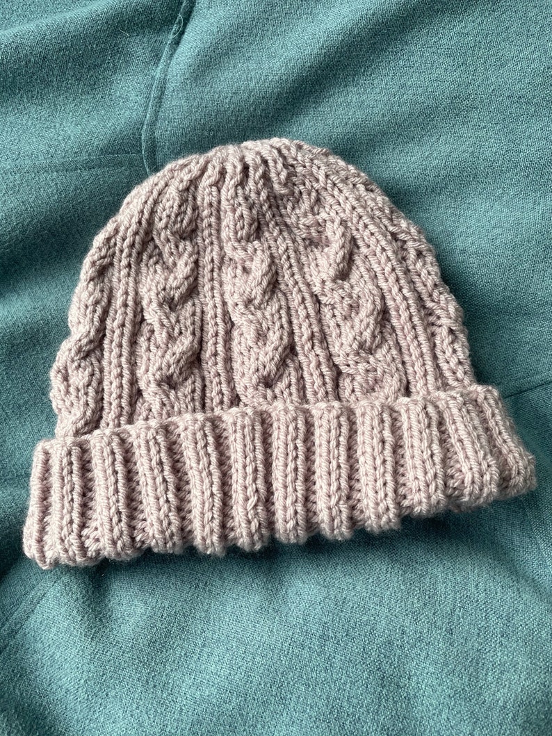 Knitting pattern DK and Chunky cabled beanies Together image 2