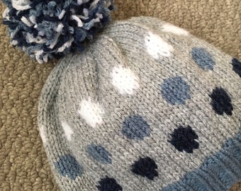 knitting pattern dk hat Dot a Lot