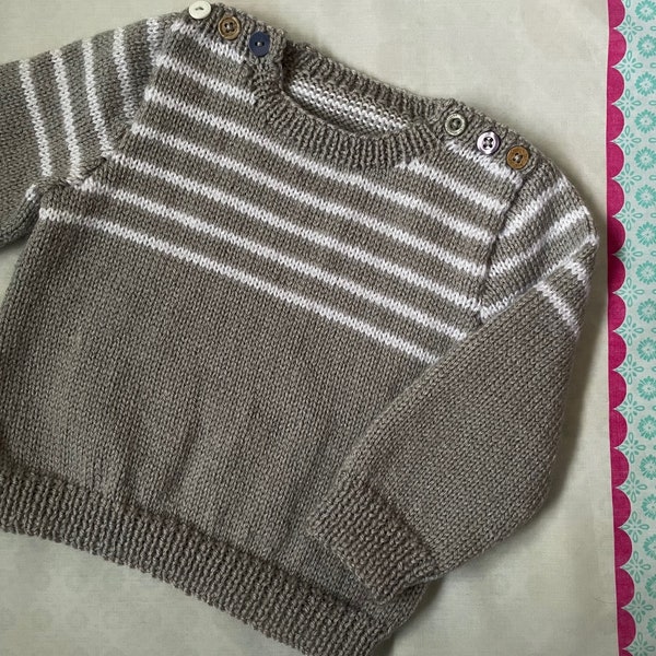 Knitting pattern baby toddler striped sweater 4 ply Tiny Stripes