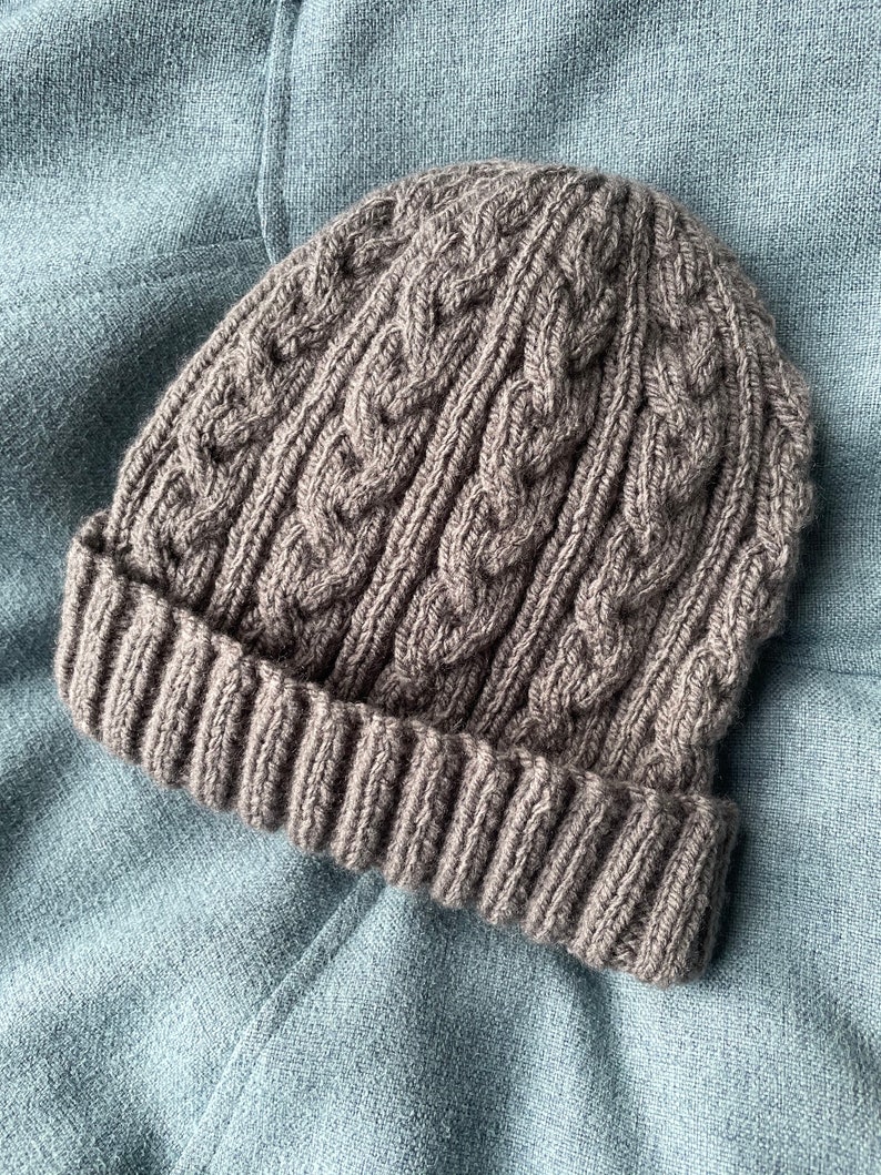 Knitting pattern DK and Chunky cabled beanies Together image 3