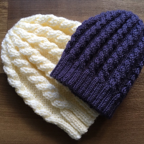 Knitting Pattern Cabled Hat DK and Chunky Duet Etsy