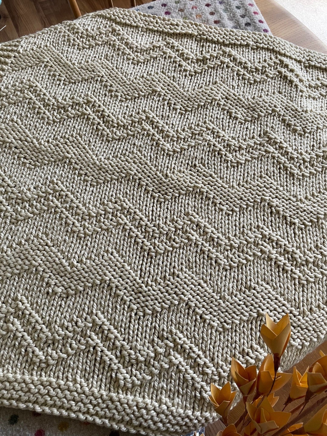 Easy Knitting Pattern Super Chunky Baby Blanket Zig Zag Pdf - Etsy