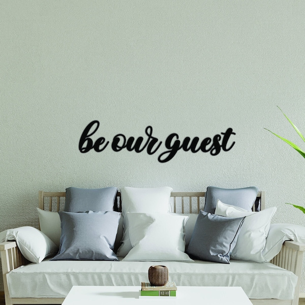 Be our guest wood wall script laser cut text for wall