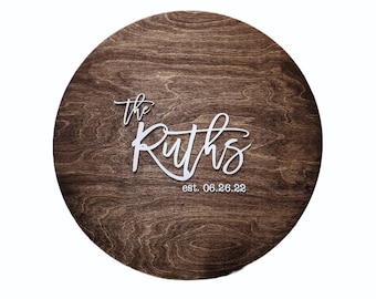 Wood guest book alternative - Round wedding sign - Laser cut signing board