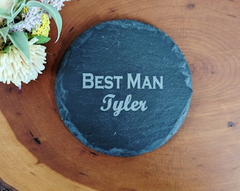 Best man coaster - personalized engraved slate coaster groomsman gift