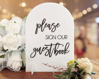 Guest book sign acrylic wedding sign - please sign our guest book