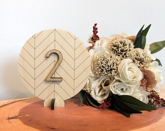 Wood table numbers - freestanding wedding table numbers