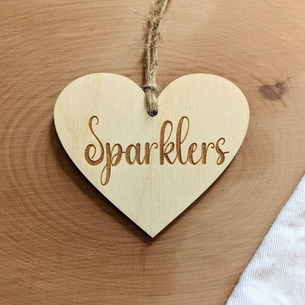 Wedding sparklers sign wood wedding decor heart shaped sign with twine