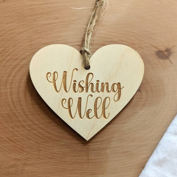 Wedding wishing well sign wood wedding decor heart shaped sign with twine