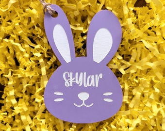 Easter basket tags personalized with name - acrylic bunny tags