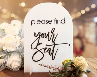 Acrylic wedding sign for seating plan - please find your seat