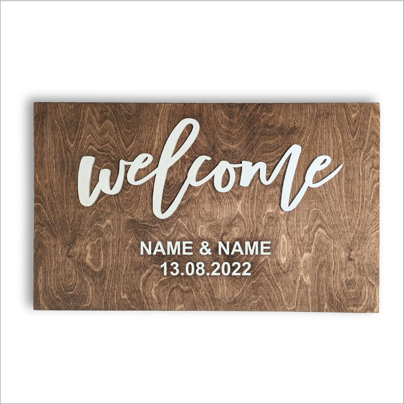Welcome wedding sign personalized with names and date image 1