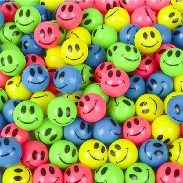 1" Colored Smiley Face  Bouncy Ball (Small Animal Toy) You Choose the color