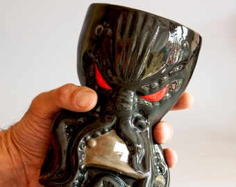 Taza Tiki Grande, Taza Tiki de Cthulhu, Hecha a Mano, Porcelana Hecha a Mano, Taza de Pulpo, Lovecraft