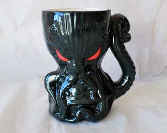 Taza grande, taza de pulpo, Lovecraft, taza de Cthulhu, hecha a mano, taza de porcelana hecha a mano