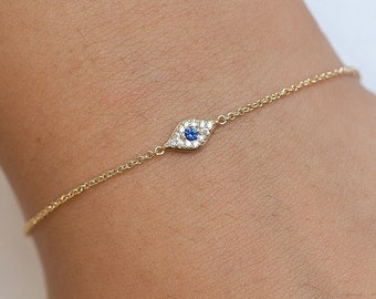 Blue eye bracelet set with gold-plated zircons - Lucky bracelet