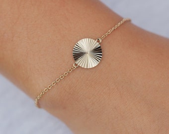 Gold-plated sun bracelet - Gold-plated striped lozenge bracelet