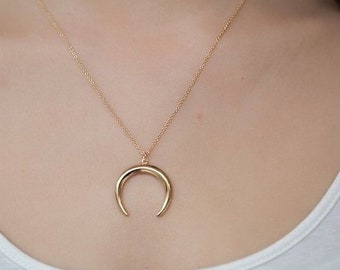 Gold plated Moon Necklace - Moon Necklace