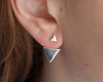 Triangle Ear Jacket Earrings - Ear Jacket Earring - Ear Jackets - Silver or Gold Fill