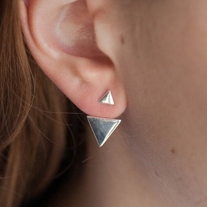 Triangle Ear Jacket Earrings - Ear Jacket Earring - Ear Jackets - Silver or Gold Fill