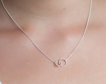 Two Entwined Tiny Circles necklace in Sterling Silver