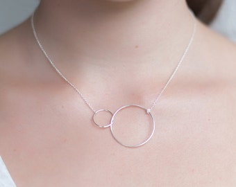 Two Entwined Circles necklace in Sterling Silver or 16k gold fill