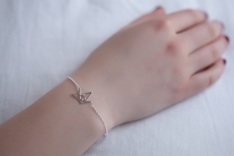 Origami Crane Bracelet Gold Fill or Silver image 5