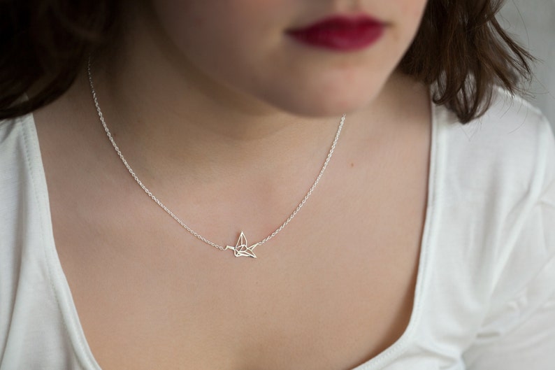 Origami Crane Necklace Gold Fill or Silver