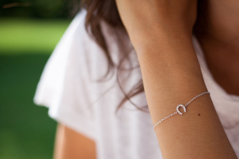 Lucky Horseshoe Bracelet in Sterling Silver or 16k gold fill Friendship bracelet image 3